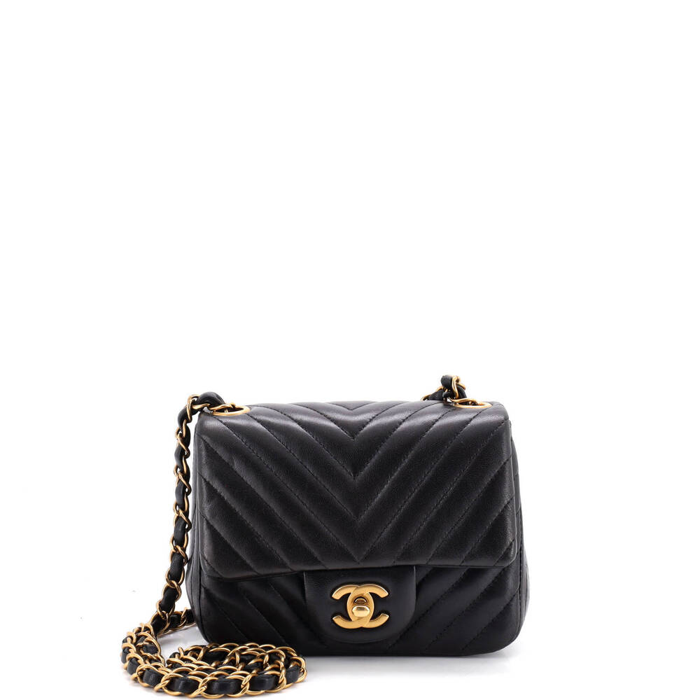 Chanel Mini Square Classic Single Flap Bag Chevron Lambskin